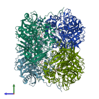 PDB entry 1nx9 coloured by chain, side view.