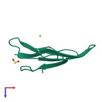 PDB entry 1nxb coloured by chain, top view.
