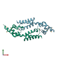 PDB entry 1nxh coloured by chain, front view.