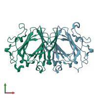 PDB entry 1nxm coloured by chain, front view.