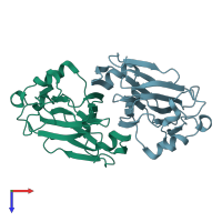 PDB entry 1nxm coloured by chain, top view.