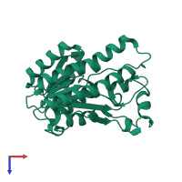 PDB entry 1nxq coloured by chain, top view.