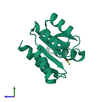 PDB entry 1nxw coloured by chain, side view.