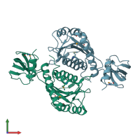 PDB entry 1nxz coloured by chain, front view.