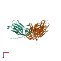 PDB entry 1ny7 coloured by chain, top view.