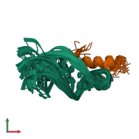 PDB entry 1nyb coloured by chain, ensemble of 15 models, front view.