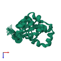 PDB entry 1nyo coloured by chain, ensemble of 38 models, top view.