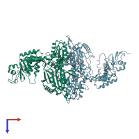 PDB entry 1nyr coloured by chain, top view.