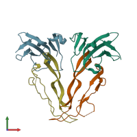 PDB entry 1nys coloured by chain, front view.