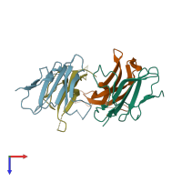 PDB entry 1nyu coloured by chain, top view.