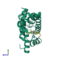 PDB entry 1nz3 coloured by chain, side view.