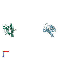 PDB entry 1nz6 coloured by chain, top view.