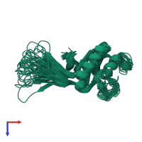 PDB entry 1nz8 coloured by chain, ensemble of 31 models, top view.