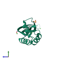 PDB entry 1nza coloured by chain, side view.