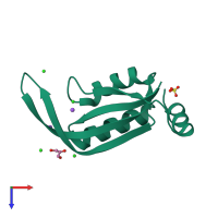 PDB entry 1nza coloured by chain, top view.