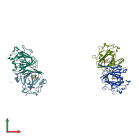 PDB entry 1nzc coloured by chain, front view.