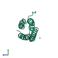 PDB entry 1nze coloured by chain, side view.
