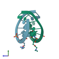 PDB entry 1nzg coloured by chain, side view.