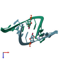 PDB entry 1nzg coloured by chain, top view.