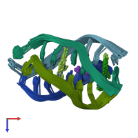 PDB entry 1nzm coloured by chain, ensemble of 10 models, top view.