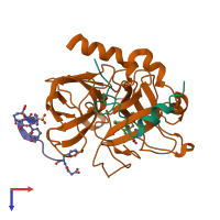 PDB entry 1nzq coloured by chain, top view.