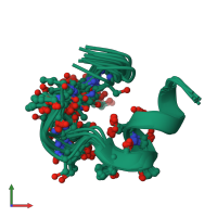 PDB entry 1nzs coloured by chain, ensemble of 16 models, front view.