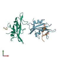 PDB entry 1nzv coloured by chain, front view.