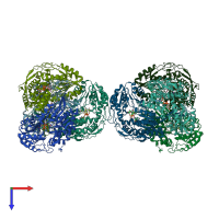 PDB entry 1o00 coloured by chain, top view.