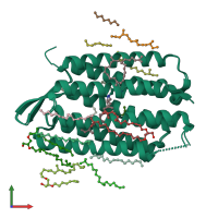 PDB entry 1o0a coloured by chain, ensemble of 2 models, front view.