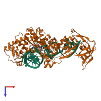 PDB entry 1o0b coloured by chain, top view.