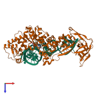 PDB entry 1o0c coloured by chain, top view.