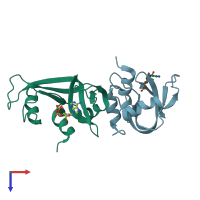 PDB entry 1o0h coloured by chain, top view.