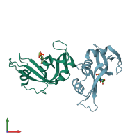 PDB entry 1o0n coloured by chain, front view.