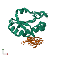 PDB entry 1o0p coloured by chain, ensemble of 10 models, front view.