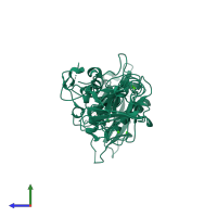 PDB entry 1o0q coloured by chain, side view.