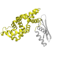 The deposited structure of PDB entry 1o0w contains 2 copies of SCOP domain 69066 (RNase III catalytic domain-like) in Ribonuclease 3. Showing 1 copy in chain B.