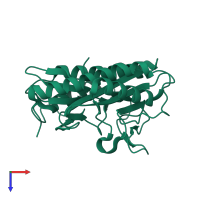 PDB entry 1o0x coloured by chain, top view.