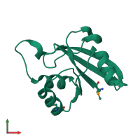 PDB entry 1o13 coloured by chain, front view.