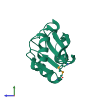 PDB entry 1o13 coloured by chain, side view.