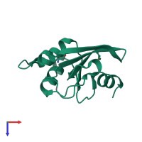 PDB entry 1o13 coloured by chain, top view.
