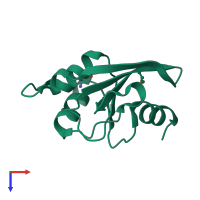 PDB entry 1o13 coloured by chain, top view.