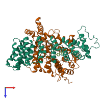 PDB entry 1o1s coloured by chain, top view.