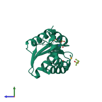 PDB entry 1o1x coloured by chain, side view.