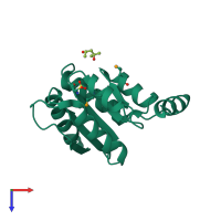 PDB entry 1o1x coloured by chain, top view.