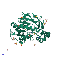 PDB entry 1o1y coloured by chain, top view.