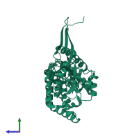 PDB entry 1o20 coloured by chain, side view.