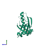PDB entry 1o22 coloured by chain, side view.