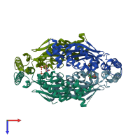 PDB entry 1o25 coloured by chain, top view.