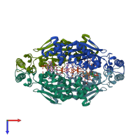 PDB entry 1o26 coloured by chain, top view.