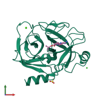 PDB entry 1o2k coloured by chain, front view.